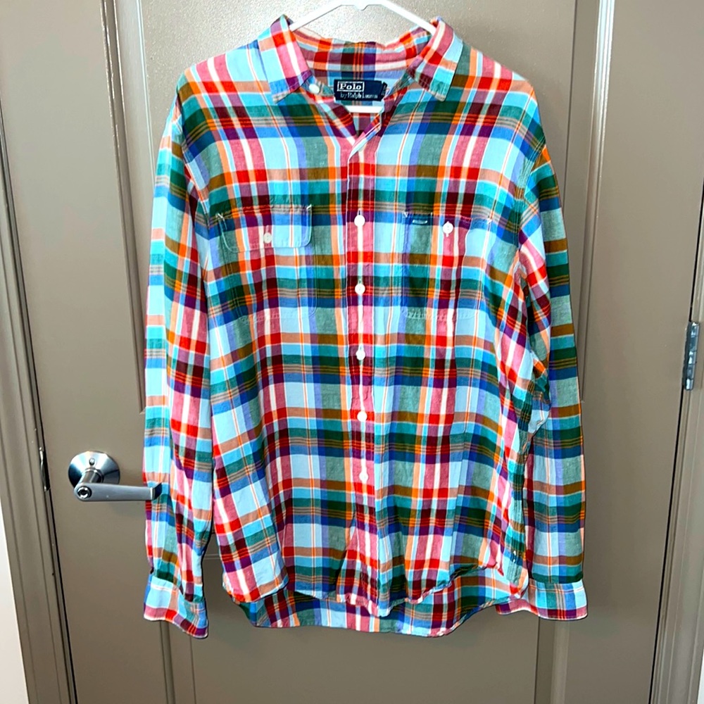 Polo Ralph Lauren plaid summer button down shirt size L
